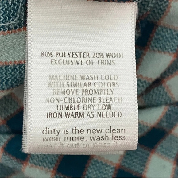 Toad & Co Blue Plaid Button Front Shirt  Wool Blend - Picture 4 of 6